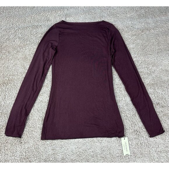 Intimissimi Ultralight with Cashmere Boat Neck Top Dark Burgundy Size S NWT - Picture 2 of 12
